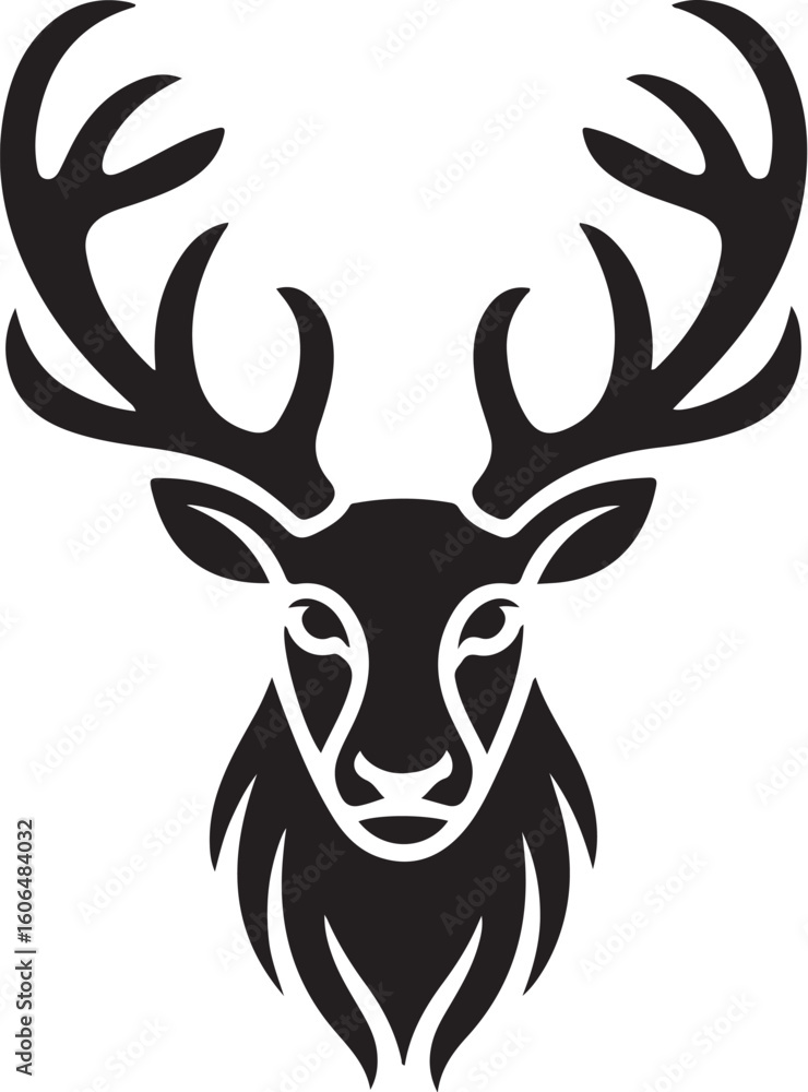 Naklejka premium Tribal Deer Head Silhouette Vector