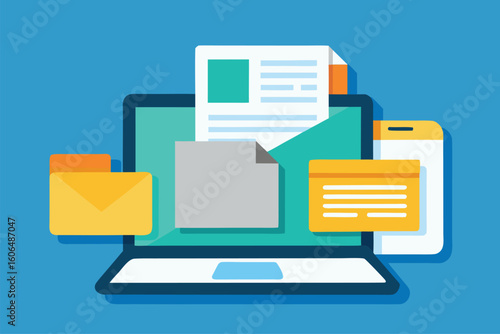 Sending email with attachments on a laptop while managing documents and files using a smartphone