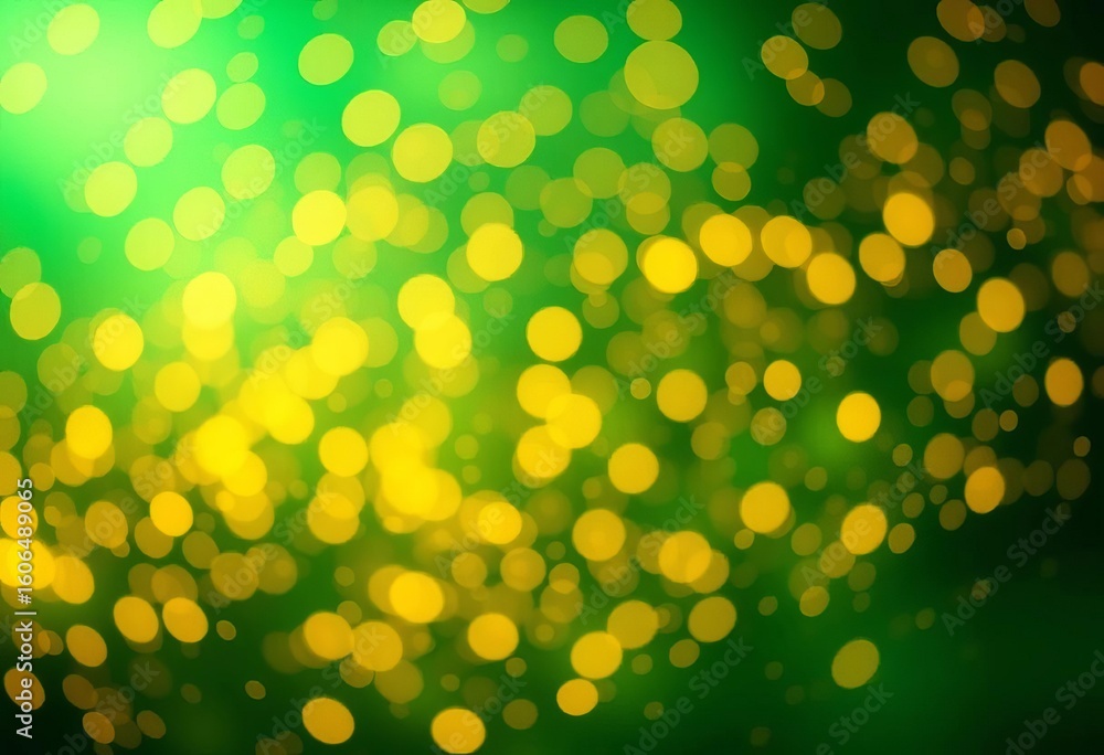 Obraz premium Abstract green backdrop with shimmering gold bokeh, sparkling dust motes, effect, luxury