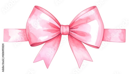 Elegant watercolor pink ribbon illustration for festive decorations and gift wrapping presentations