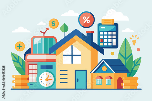 Understanding house mortgage calculation for residential finance with visual representation of various financial elements