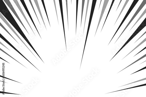 Manga comic explosion, motion or movement effect, vector background. Manga anime cartoon radial speed lines and abstract pattern for comic book burst, flash ray or explode bang action