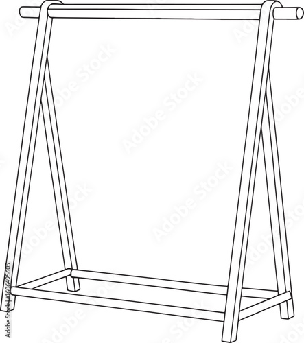 Garment rack outline drawing great for fashion mockups clothing branding or interior storage concepts