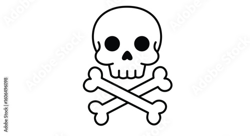 Smiling Skull and Crossbones – Friendly Flat Vector Icon