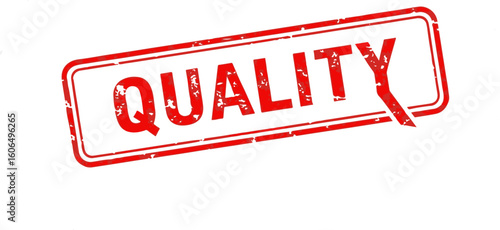Red "QUALITY" rubber stamp effect on white background