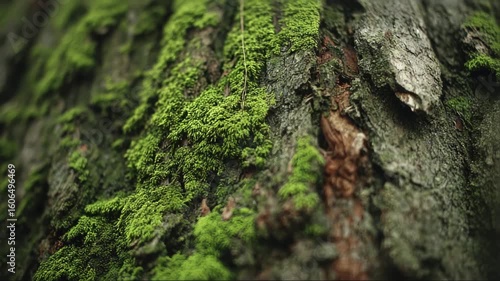 Moss-covered tree bark with detailed texture in natural light  