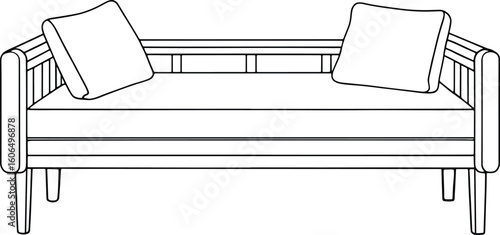 Sofa outline with cushions ideal for creative home decor illustrations and stylish living room visuals