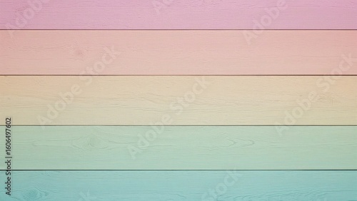 Pastel colored wooden planks arranged in horizontal rows.