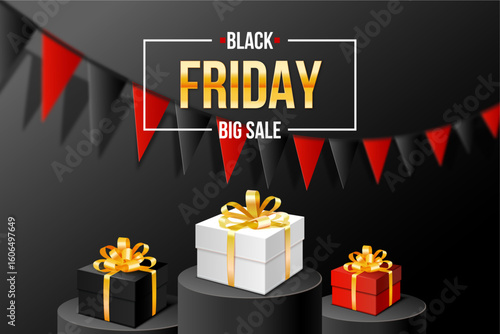 Realistic 3D black Friday Background
