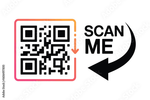 qr code scan icon with scan me frame