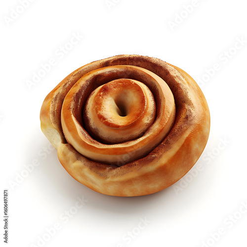 Wallpaper Mural Golden Spiral Pastry with Swirled Layers Isolated on White Background Torontodigital.ca