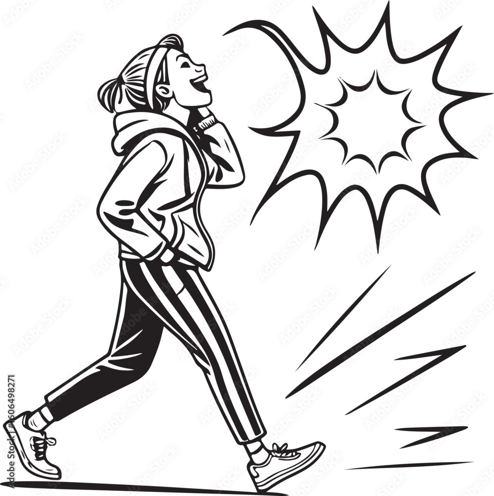 Fototapeta premium Young man shouting with speech bubble in comic style illustration – expressive talking or yelling cartoon concept