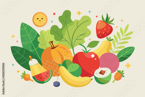 Vibrant display of assorted fruits and vegetables showcasing healthy vegetarian options for a nutritious lifestyle