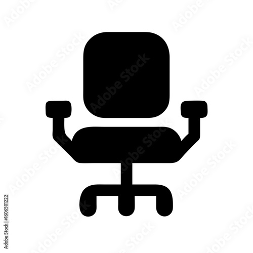 Office Chair Icon – Black Ergonomic Swivel Chair Vector Symbol
