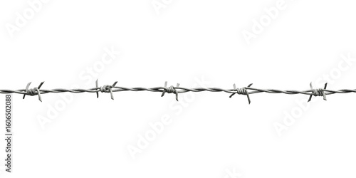 Metallic wire sharp spikes isolated on a transparent background barbed wire