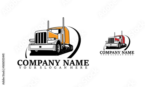 Trucking company logo. Truck delivery or logistic logo industry vector