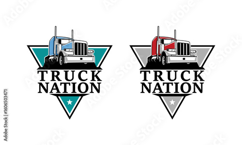Trucking company logo. Truck delivery or logistic logo industry vector
