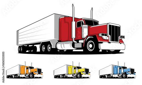 Heavy truck illustration logo template, Trucking company logo. Truck delivery or logistic logo industry vector