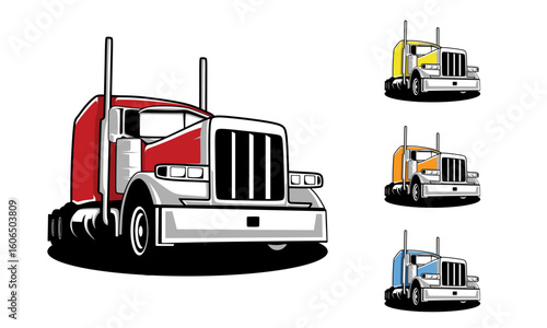 Heavy truck illustration logo template, Trucking company logo. Truck delivery or logistic logo industry vector