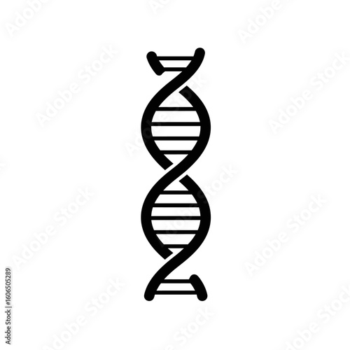 Black DNA strand icon isolated on white background for medical use