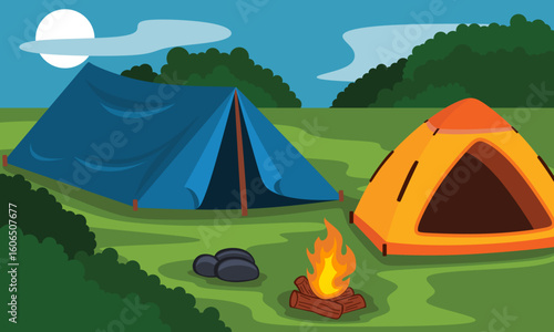 Holiday Camp Tent Outdoor Adventure Beautiful Nature Landscape, Summer Camp Tent Outdoor Nature Forest
