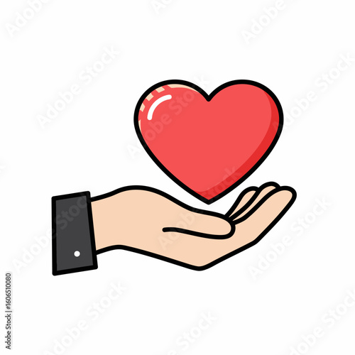 Hand holding a red heart concept of love care and support