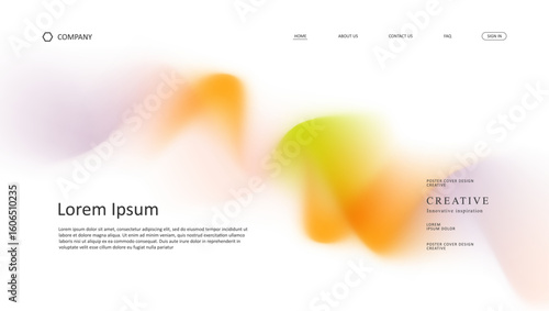 Abstract wave futuristic design of landing page. retro gradient mesh website design	