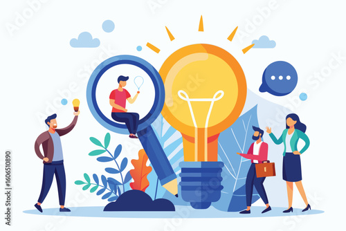 Business professionals exploring innovative ideas through collaboration and creativity in a modern workspace