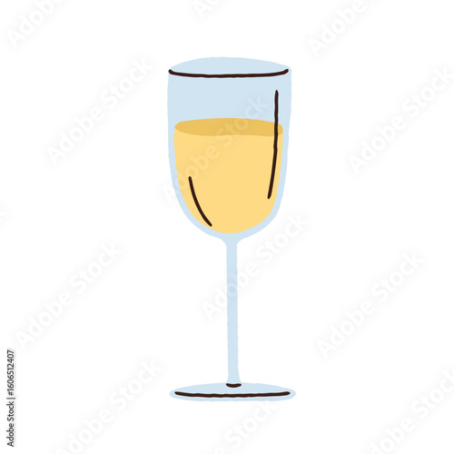 Wine in glass goblet. Alcohol drink, champagne in stemmed wineglass, stemware...