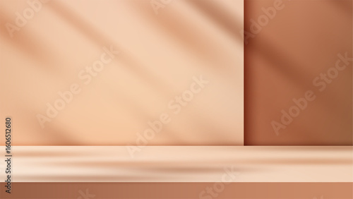minimal background beige brown warm wall with subtle shadows and soft lighting perfect for modern product mockups neutral texture template natural indoor setting for branding or design