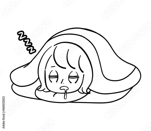 気持ちよく眠っている女性 / ベクター