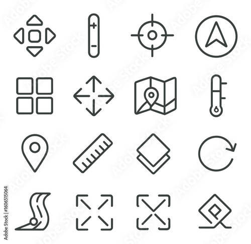 Set of navigation and map icons for user interface design