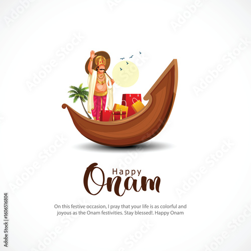 hand drown New Kerala festival happy onam with Indian white background, use for poster, leaflet , banner. abstract vector illustration design