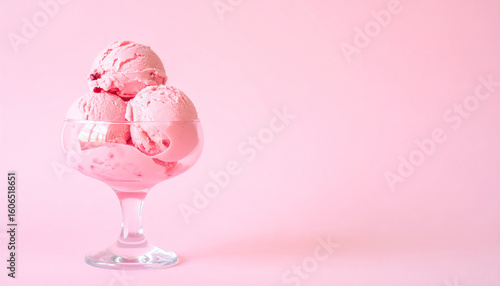 Wallpaper Mural Pink ice-cream in glass on pastel pink backdrop. Tasty sweet dessert. Summer time. Torontodigital.ca