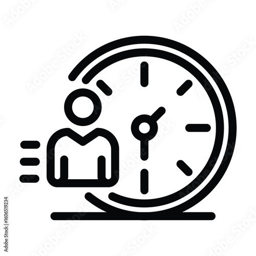 A pictogram shows a figure next to a clock