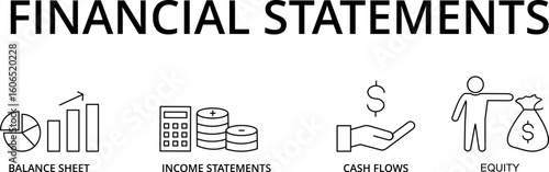 Banner financial statements concept vector illustration