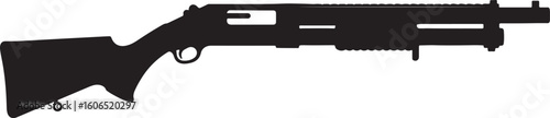 Classic Pump-Action Shotgun Silhouette Vector for Hunting and Security Concepts