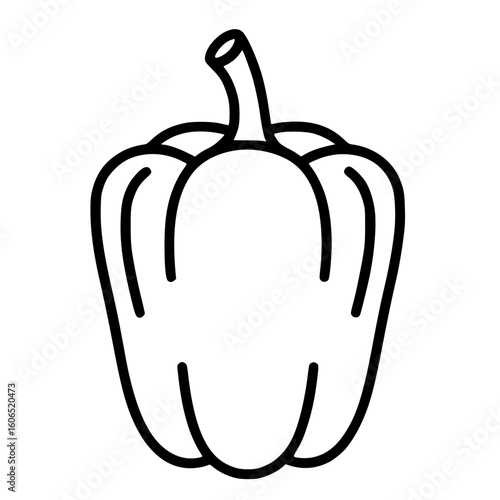 Black and white doodle illustration of fresh bell pepper vegetable for kids activity