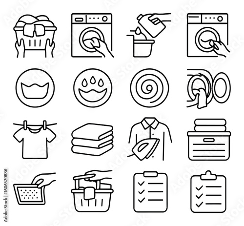 Laundry symbols and icons: washing, drying, and ironing instructions