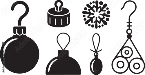 Christmas Ornament Hooks and Baubles Icons