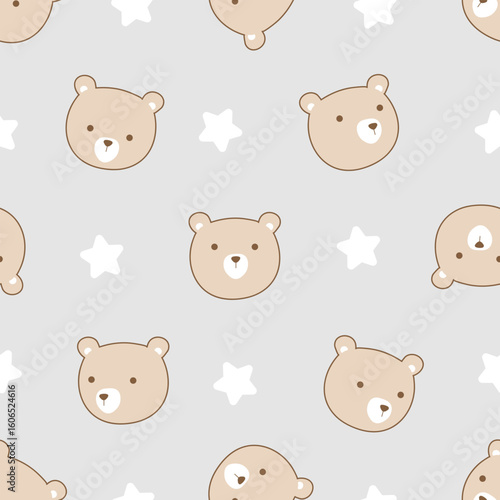 Bear and star seamless pattern. Design for wallpaper, wrapping paper, scrapbook, textile fabric fabric design etc.