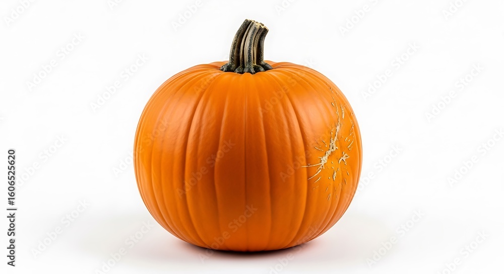 Obraz premium Single pumpkin against a white background.