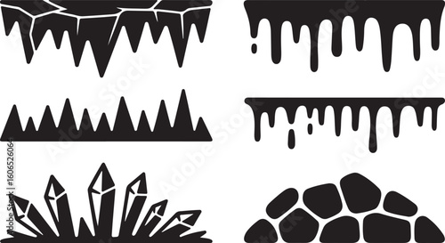 Icicle and Winter Decor Icons Set