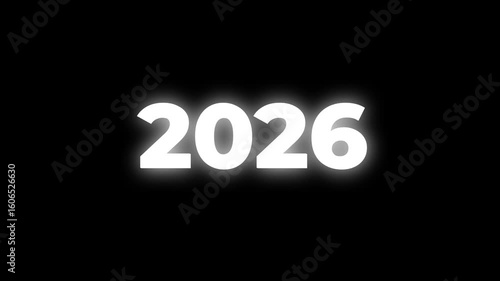 Animated scrolling years from 2001 to 2026 with smooth vertical motion and glowing highlight on 2026. Clean design, ideal for timelines, video intros, and presentations.