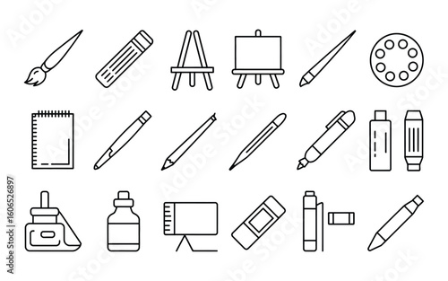 Art and Painting Supplies Vector Set - Creative Tools, Studio Equipment, and Artist Essentials