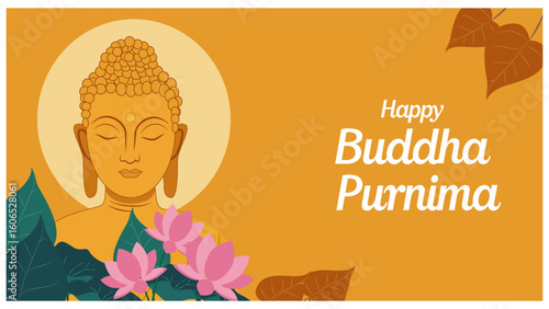 Happy Buddha Purnima Greeting Vector Illustration