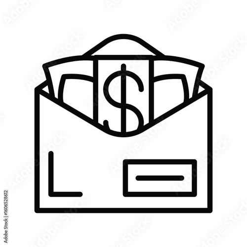 Envelope Containing Cash Money Icon Illustration
