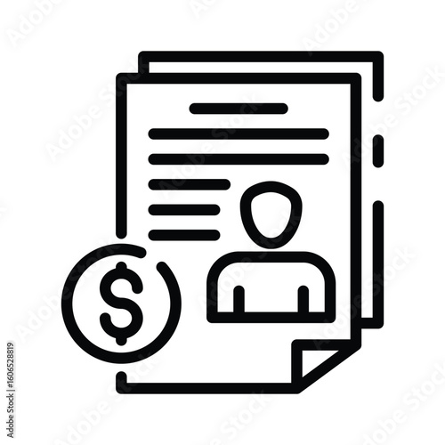 Financial Document with Person Icon and Dollar Symbol Illustration