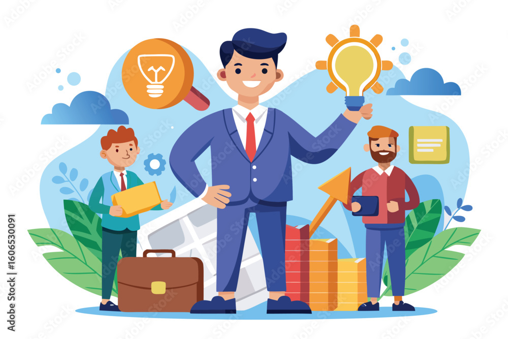 Obraz premium Business development team working together to create innovative strategies and solutions in a vibrant, engaging office environment