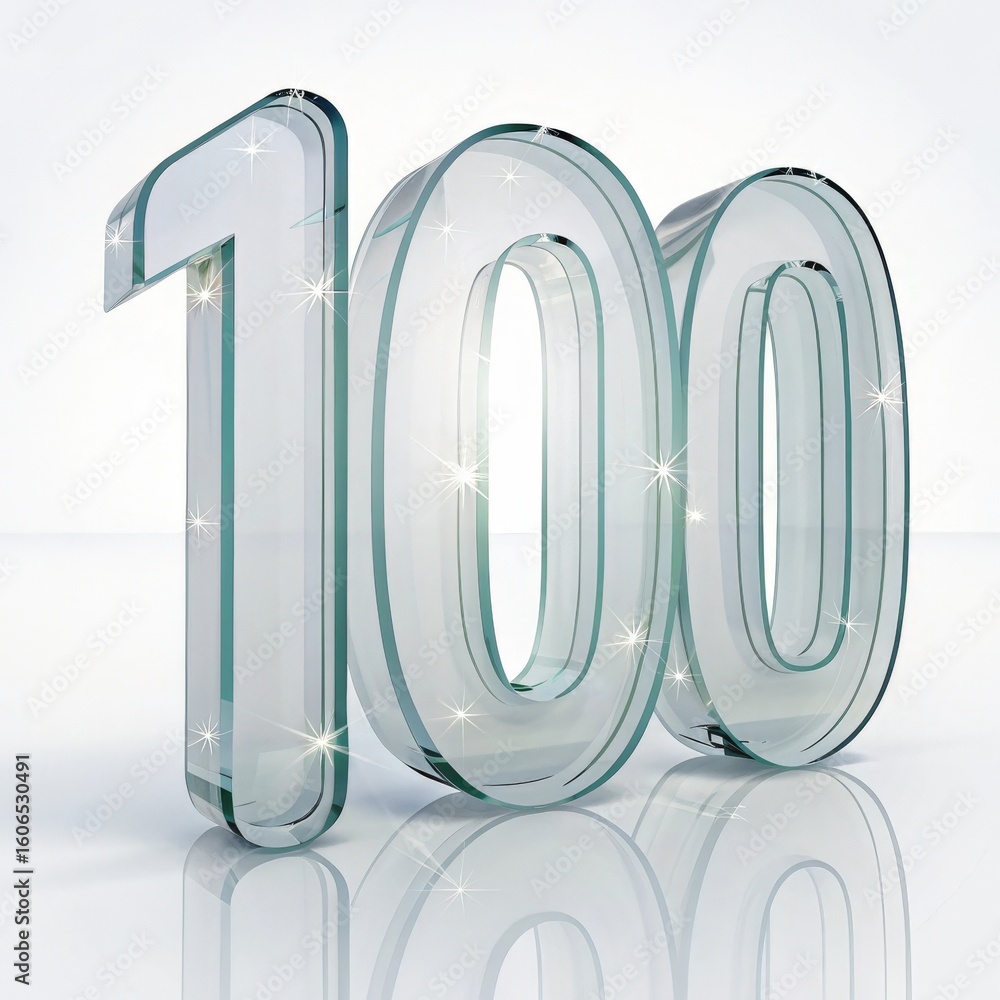 Fototapeta premium Collection of shiny transparent numbers arranged in a stylish formation on a bright surface